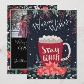 Warm Wishes Holiday Fotonaam kerstkaart (Voorkant / Achterkant)