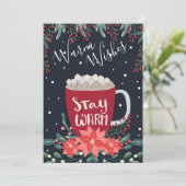 Warm Wishes Holiday Fotonaam kerstkaart (Staand voorkant)