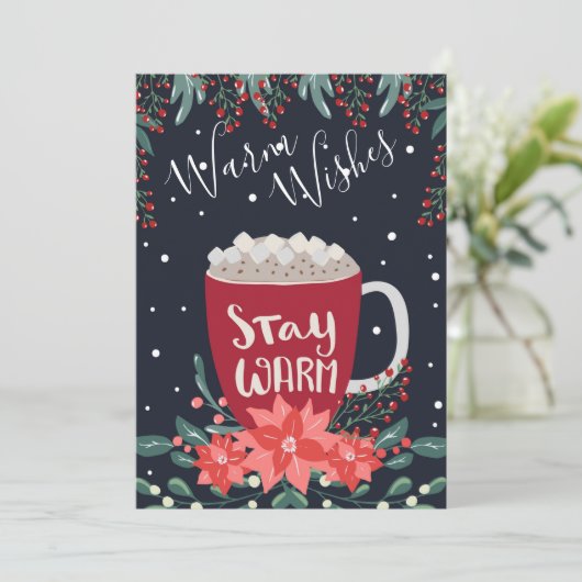 Warm Wishes Holiday Fotonaam kerstkaart (Staand voorkant)