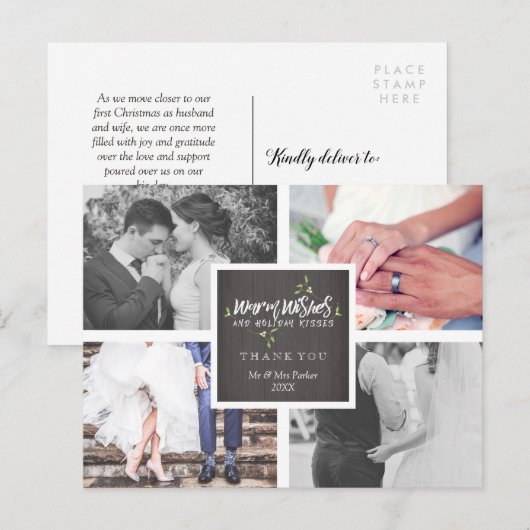 Warm Wishes Holiday Kisses | Mistletoe Hartelijk d Feestdagenkaart (Voorkant / Achterkant)