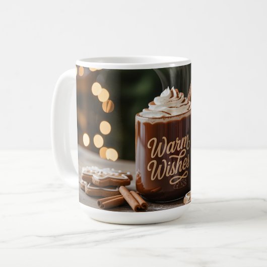 Warm Wishes Holiday Mug: Cozy Hot Chocolate Koffiemok (Voorkant links)
