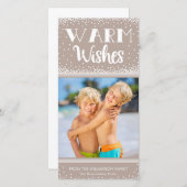Warm Wishes Holiday Photo Card / Beige Feestdagenkaart (Voorkant / Achterkant)