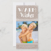Warm Wishes Holiday Photo Card / Beige Feestdagenkaart (Voorkant)