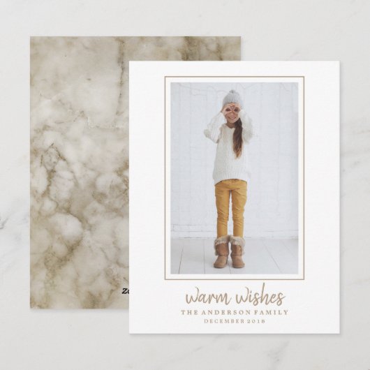 Warm Wishes Holiday Photo Card Feestdagenkaart (Voorkant / Achterkant)