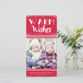 Warm Wishes Holiday Photo Card / Red Feestdagenkaart (Staand voorkant)