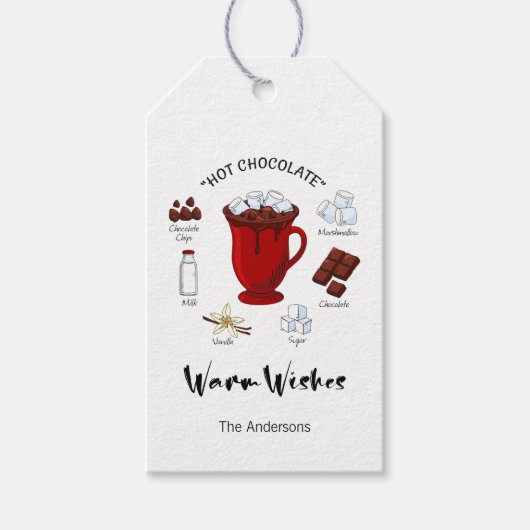 Warm Wishes Hot Chocolate Holiday Cadeaulabel (Voorkant)