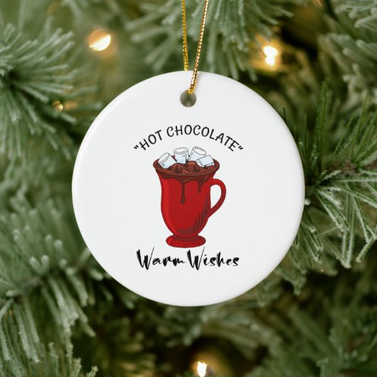 Warm Wishes Hot Chocolate Holiday Keramisch Ornament (Boom)
