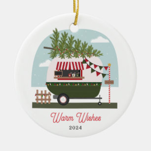 Warm Wishes Hot Cocoa Camper Kerstmis Keramisch Ornament