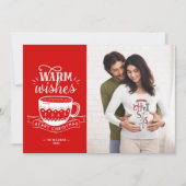 Warm Wishes Hot Cup Koffie Caca Red White Feestdagenkaart (Voorkant)