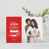 Warm Wishes Hot Cup Koffie Caca Red White Feestdagenkaart (Staand voorkant)