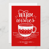 Warm Wishes Hot Cup Koffie Caca Red White Feestdagenkaart (Voorkant / Achterkant)