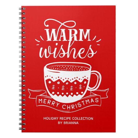 Warm Wishes Hot Cup Koffie Caca Red White Notitieboek (Voorkant)
