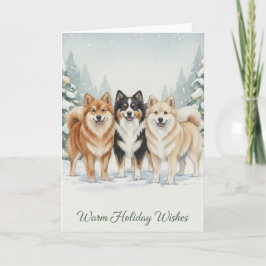 Warm Wishes – Icelandic Sheepdogs Holiday Card Feestdagen Kaart