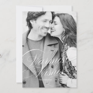 Warm Wishes in Bold Red Holiday Photo Card Feestdagenkaart