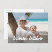 Warm Wishes in White Horizontal Photo Briefkaart (Voorkant / Achterkant)