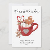 Warm Wishes Kerstcacao Mok Flat Holiday Kaart (Voorkant)