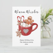 Warm Wishes Kerstcacao Mok Flat Holiday Kaart (Staand voorkant)