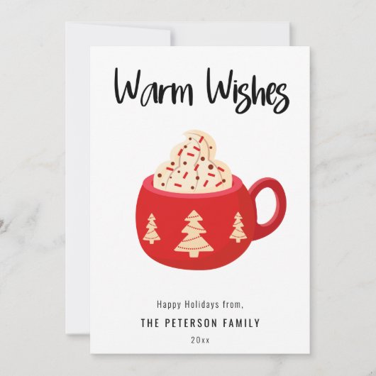 Warm Wishes Kerstcacao Mok Flat Holiday Kaart (Voorkant)