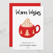 Warm Wishes Kerstcacao Mok Flat Holiday Kaart (Voorkant / Achterkant)