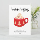 Warm Wishes Kerstcacao Mok Flat Holiday Kaart (Staand voorkant)