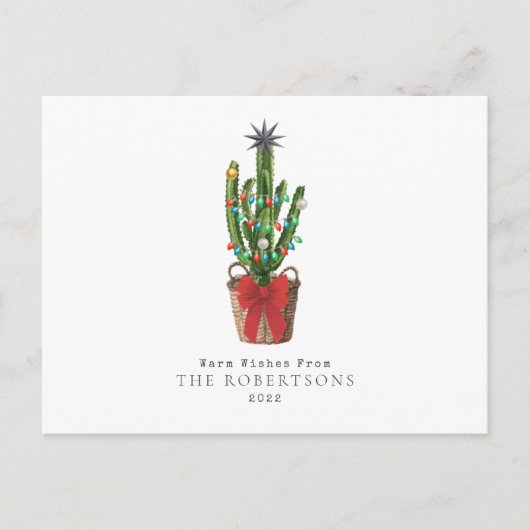 Warm Wishes Kerstcactus Feestdagenkaart (Voorkant)