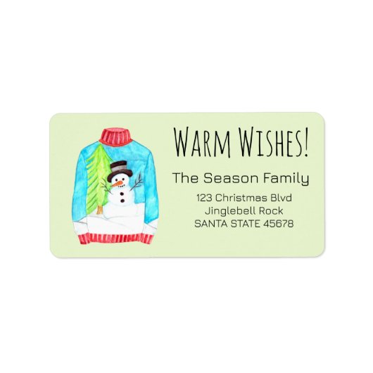 Warm Wishes kerstkeukenlabel Etiket (Voorkant)