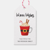 Warm Wishes Kerstmis Caca Mok Holiday Cadeaulabel (Voorkant)
