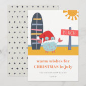 Warm Wishes Kerstmis in juli Beach Sun Sand Crab Feestdagenkaart (Voorkant / Achterkant)