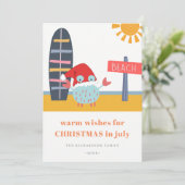 Warm Wishes Kerstmis in juli Beach Sun Sand Crab Feestdagenkaart (Staand voorkant)