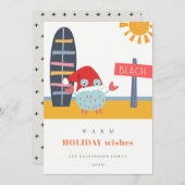 Warm Wishes Kerstmis in juli Beach Sun Sand Crab Feestdagenkaart (Voorkant / Achterkant)