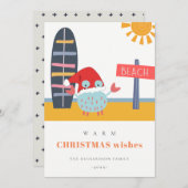 Warm Wishes Kerstmis in juli Beach Sun Sand Crab Feestdagenkaart (Voorkant / Achterkant)