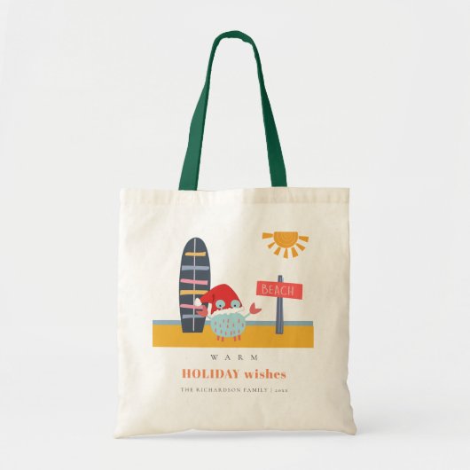 Warm Wishes Kerstmis in juli Beach Sun Sand Crab Tote Bag (Voorkant)