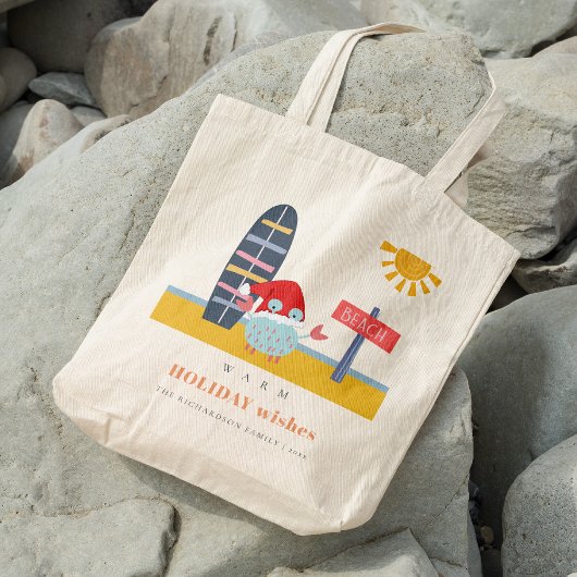Warm Wishes Kerstmis in juli Beach Sun Sand Crab Tote Bag