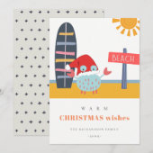Warm Wishes Kerstmis in juli strand zon zand krab Feestdagenkaart (Voorkant / Achterkant)
