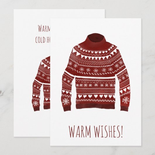 Warm Wishes kerstsweater Holiday Card Feestdagenkaart (Voorkant / Achterkant)