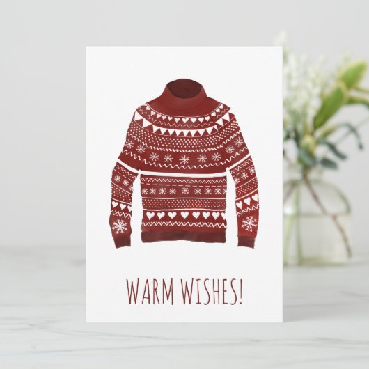 Warm Wishes kerstsweater Holiday Card Feestdagenkaart (Staand voorkant)