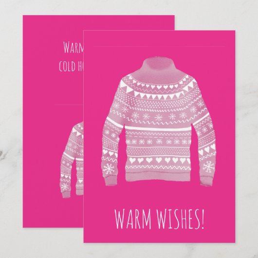 Warm Wishes kerstsweater Holiday Card Feestdagenkaart (Voorkant / Achterkant)