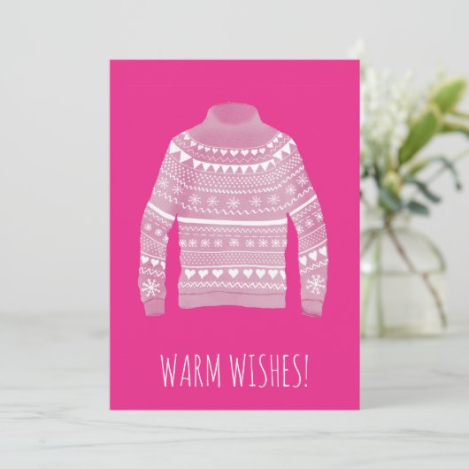 Warm Wishes kerstsweater Holiday Card Feestdagenkaart (Staand voorkant)