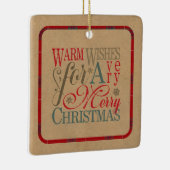 Warm Wishes Kraft & Tartan Red/Green ID589 Keramisch Ornament (Rechts)
