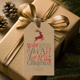 Warm Wishes Kraft & Tartan Red ID589 Cadeaulabel
