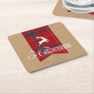Warm Wishes Kraft & Tartan Rood ID589 Kartonnen Onderzetters