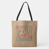 Warm Wishes Kraft Typography Red/Green ID589 Tote Bag (Voorkant)