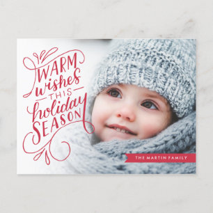 Warm Wishes Lettered Banner Holiday Foto Feestdagenkaart