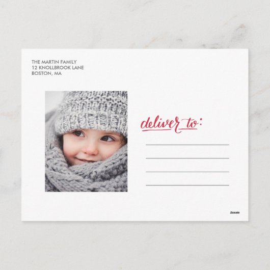 Warm Wishes Lettered Banner Holiday Foto Feestdagenkaart (Achterkant)