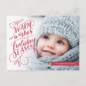 Warm Wishes Lettered Banner Holiday Foto Feestdagenkaart (Voorkant)