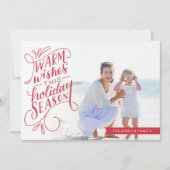 Warm Wishes Lettered Banner Holiday Foto Feestdagenkaart (Voorkant)