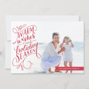 Warm Wishes Lettered Banner Holiday Foto Feestdagenkaart