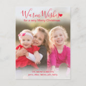 Warm Wishes Modern Red Script met Kerstmis Briefkaart (Voorkant)