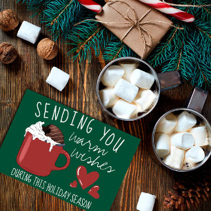 Warm Wishes Mok Hot Cocaca Kerstmis Feestdagen Kaart