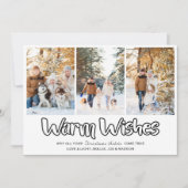 Warm Wishes Outline Lettering 3 Vertical Photo Feestdagenkaart (Voorkant)